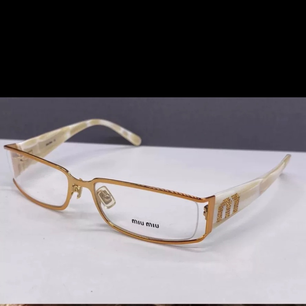 ISO!!! these white and gold miu miu glasses